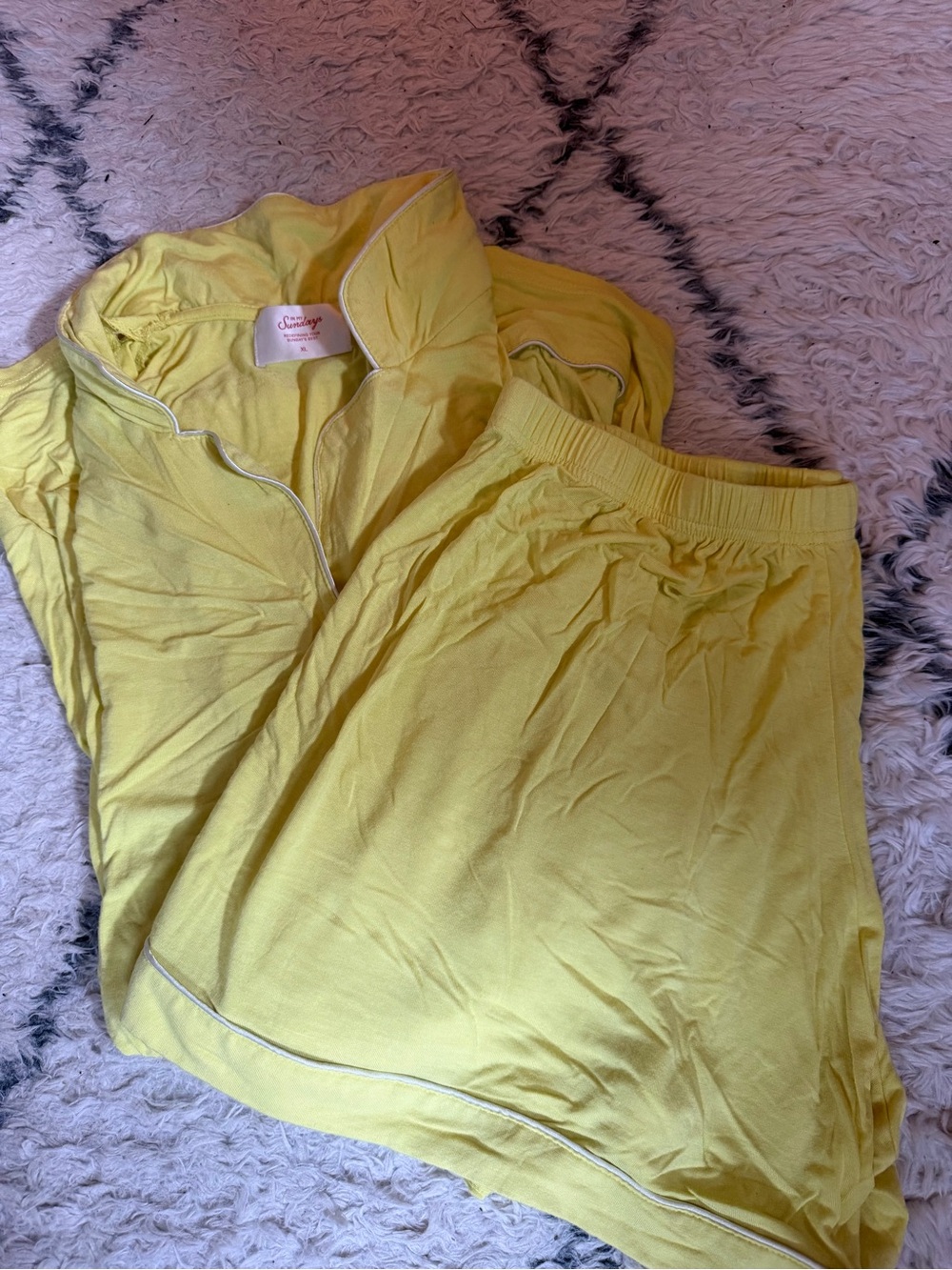 Women's IMS Yellow Pajama Set with Contrast Piping